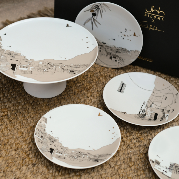 Naseem Cake Stand & 4 Dessert Plates
