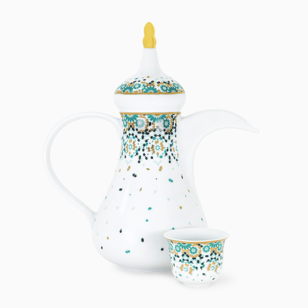 Mirrors Dallah & Coffee Cup Set - Emerald