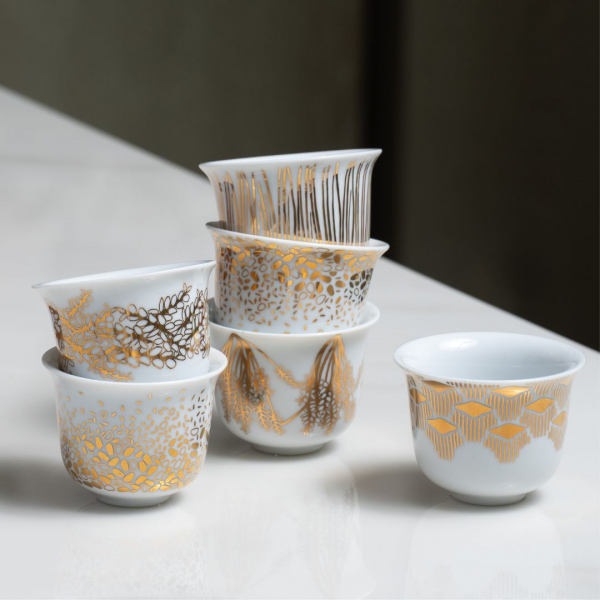 Set of 2 Tamrah Arabic Coffee Cups - Dates Spread